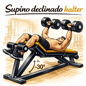 Supino declinado com halteres. Principais exercícios de musculação para peitoral inferior