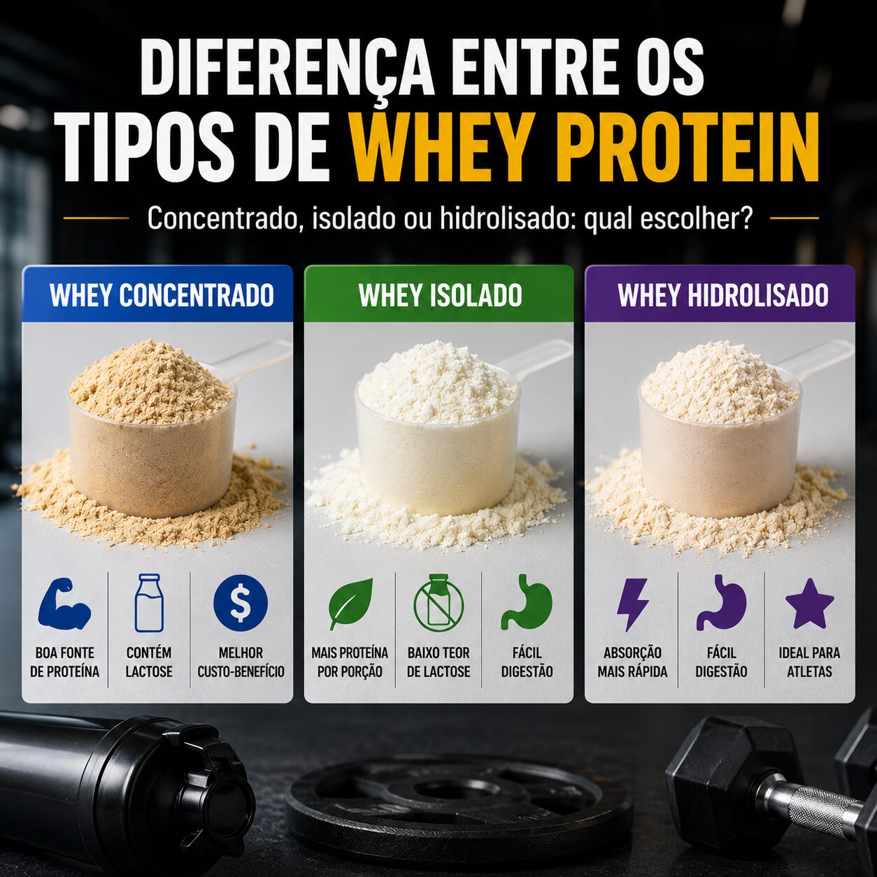 Diferença entre os tipos de whey protein: qual escolher?emagrecimento; ganho de massa muscular; autoestima; disposição; qualidade de vida; performance física e mental. Se você sente que está treinando sem direção, sem resultado ou sem motivação, talvez esteja faltando justamente um planejamento pensado para a sua realidade. 📘 Conheça também o meu E-book Guia da Musculação, criado para ajudar iniciantes e intermediários a entenderem os princípios do treinamento físico de forma prática, objetiva e acessível. 🏋️♂️ E se quiser acelerar seus resultados, conheça minha Consultoria Fitness Online, com acompanhamento personalizado, estratégias de treino, ajustes e direcionamento individualizado para sua rotina, objetivo e nível de condicionamento. 🌐 Acesse agora: Bernardo Stern Oficial 📺 Perdeu algum episódio do programa Conexão Saúde? Confira a playlist completa no YouTube com conteúdos sobre: musculação; saúde; qualidade de vida; recuperação; bem-estar; performance; prevenção. ▶️ Assista aqui: Playlist Conexão Saúde no YouTube 📲 Quer começar sua transformação agora? Me chame no WhatsApp e vamos construir juntos um plano para levar seu corpo e sua mente ao próximo nível. Seu resultado começa na decisão que você toma hoje.