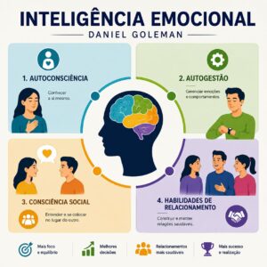 #1 - Segundo Goleman (2007), a produtividade é resultado da interação entre: Alternativa selecionada Inteligência Racional e Inteligência Emocional. #2 - Assinale a alternativa que apresenta um possível efeito em ambientes em que membros têm inteligência emocional. Alternativa selecionada Estímulo ao crescimento de todos. #3 - Assinale a alternativa que apresenta um aspecto que NÃO está ligado à inteligência emocional. Alternativa selecionada Comunicação Violenta. #4 - Segundo Lima (2010), o ponto de partida para desenvolver a inteligência emocional é: Alternativa selecionada identificar os próprios comportamentos. #5 - São possíveis formas de desenvolver a inteligência emocional, EXCETO: Alternativa selecionada ter medo de se expressar.