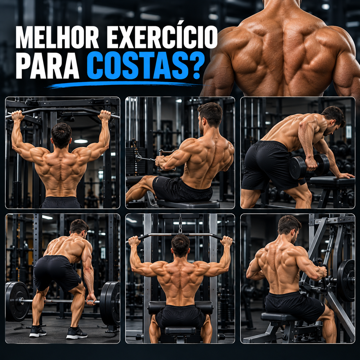 Conheça os 6 melhores exercícios para costas, os músculos trabalhados e como organizar um treino eficiente para hipertrofia.